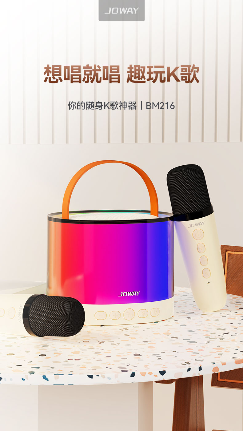 BM216 炫彩K歌蓝牙音箱套装_蓝牙音响_深圳市royal皇家88电源有限公司