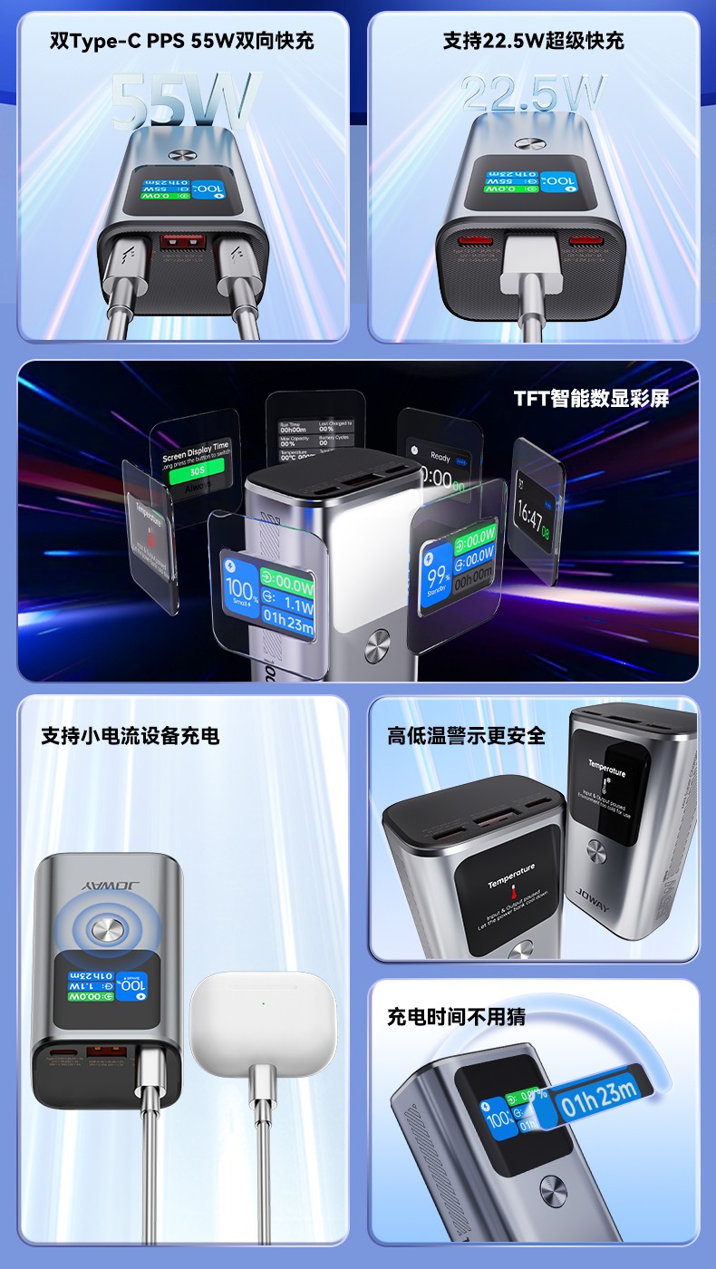 JP326 55W时光机智慧移动电源_移动电源_深圳市royal皇家88电源有限公司