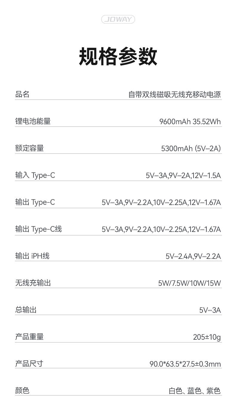 JP515 自带双线磁吸无线充电宝_移动电源_深圳市royal皇家88电源有限公司